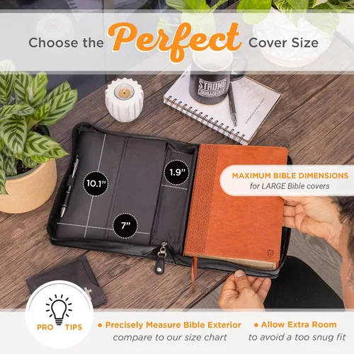 Vista 6 de Christian Art Gifts Funda de cuero vegano para la Biblia clásica de las Escrituras para hombres: versículo bíblico inspirador Hope in the Lord