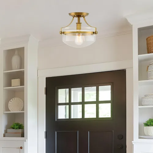 Vista 8 de Kira Home Zurich 12" Modern Schoolhouse Semi-Flush Mount Ceiling Light Latón Cálido