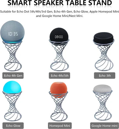 Vista 2 de Dutiplus Soporte decorativo de mesa para altavoz inteligente para Echo Dot 5ª/4ª/3ª/2ª generación, Echo 4nd/3ª/2ª generación, Echo Glow, Apple Cromo