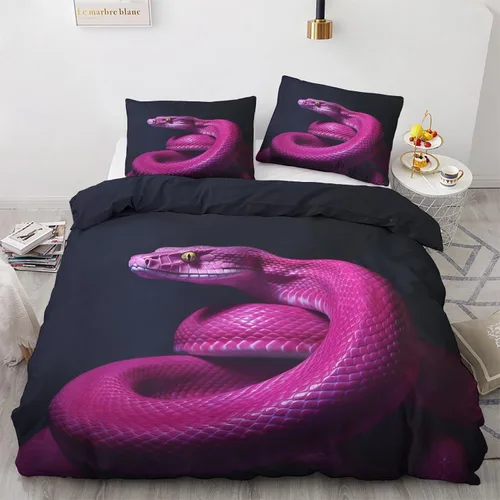 Vista 29 de Funda de edredón de serpiente tamaño individual Juego de ropa de cama de serpiente animal 2 piezas Funda de edredón con patrón de microfibra