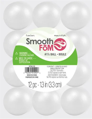 Vista 3 de FloraCraft SmoothFōM - Bola de 16 piezas, 0.8 pulgadas, color blanco