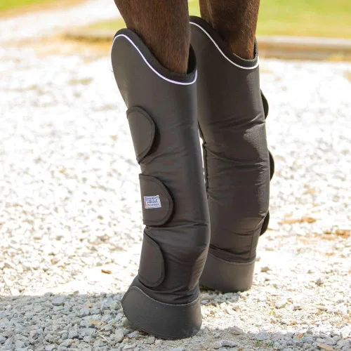 Vista 6 de Dura-Tech Botas de envío de caballos con forro polar Tamaño grande Color negro Cobertura completa de las piernas, resistente 600D Ripstop