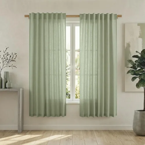 Vista 87 de Mrs.Naturall Cortinas negras de 45 pulgadas de largo, cortinas cortas de lino transparente para privacidad para cocina, dormitorio, ventanas