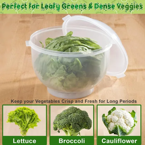 Vista 4 de Home-X Lechuga Keeper – Conservador de lechuga sin BPA para refrigerador para mantener ensaladas y verduras frescas – 7 x 8 pulgadas lechuga más