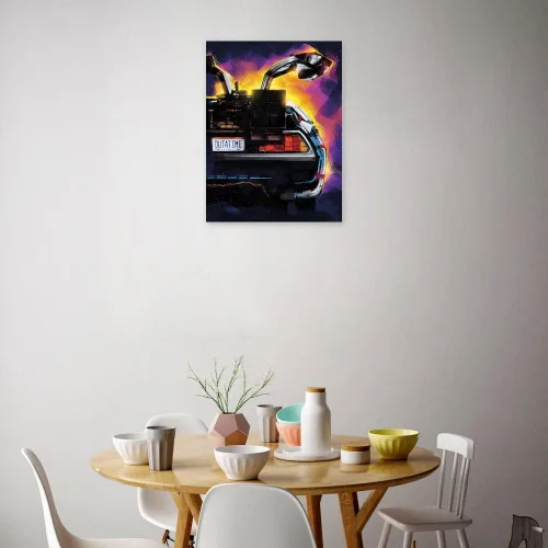 Vista 4 de Fine Art Canvas Lienzo BTTF Delorean de la artista Nikita Abkumov para sala de estar, dormitorio, baño, cocina, oficina, bar, comedor y habitación