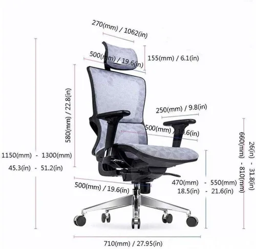 Vista 2 de Commercial Ergonomic High Back Executive Mesh Chair, with Adjustable Lumbar Support, Headrest and 3D Armrests Configure Chassis Functions(Black)