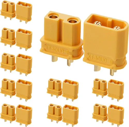 Vista 8 de ELFCULB 10 pares de conectores Amass XT30PW, conectores macho hembra XT30 para robot mini UAV (amarillo)