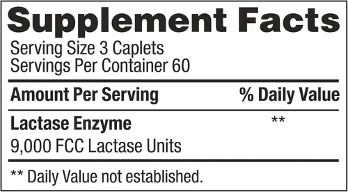 Vista 3 de Lactase Enzyme 180 cápsulas genéricas Lactaid fuerza original