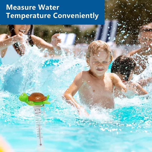 Vista 6 de Termómetro flotante para piscina, pantalla grande con cuerda fácil de leer, resistente a roturas, para piscinas al aire libre e interior, spas