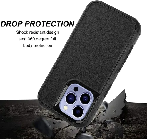 Vista 2 de X-belmox - Funda protectora para iPhone 14 Pro Max de 3 capas, color negro