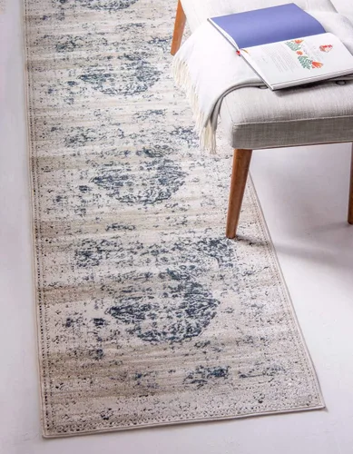 Vista 13 de Unique Loom Chateau Collection - Alfombra de área - Hoover (2' 2" x 3' 1" rectangular, azul oscuro/beige)