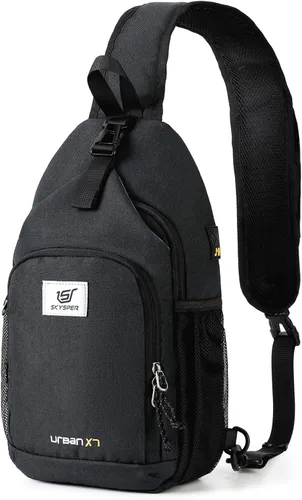 Vista 19 de SKYSPER - Mochila cruzada con bloqueo RFID, mochila de bandolera, mochila para el hombro y el pecho, mochila de viaje y senderismo, para mujeres