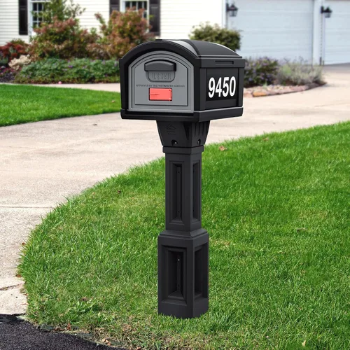 Vista 4 de Simplay3 USPS T4 - Cubierta para buzón y poste XL con construcción duradera de doble pared, diseño resistente a la intemperie, color negro