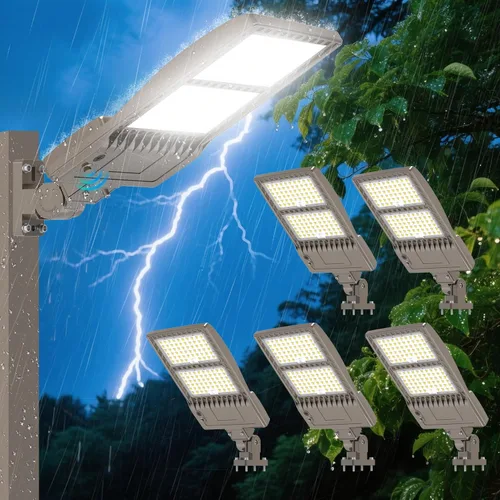 Vista 17 de BBESTLED 400W/320W/240W luces LED para estacionamiento con brazo y montaje deslizante, iluminación exterior del atardecer al amanecer, luz