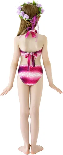Vista 4 de Fishtailfun Traje de baño de sirena para cosplay sirena para nadar para niñas conjunto de bikini de princesa