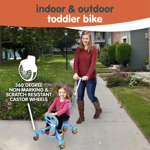 Vista 2 de YBIKE Pewi Stroll - Juguete para caminar en interiores y exteriores con mango de empuje Azul
