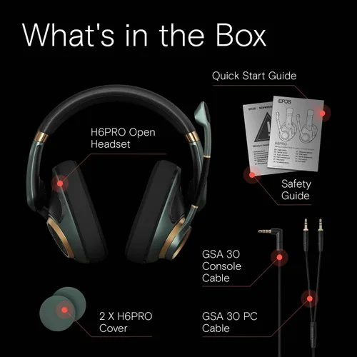 Vista 5 de EPOS Audio H6PRO - Auriculares acústicos abiertos para juegos (color verde carrera)