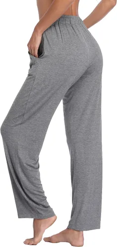 Vista 11 de Pantalones largos de modal, cómodos, con cordón ajustable, sueltos, de pierna recta, para yoga, correr, hacer deporte, con bolsillos