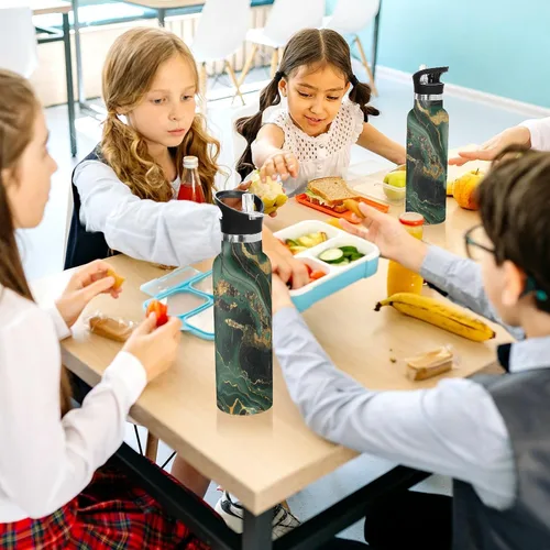 Vista 6 de Botella de agua ligera para niños con tapa de boquilla a prueba de fugas, aislamiento de doble pared para hogar, oficina, viajes, deportes, escuela