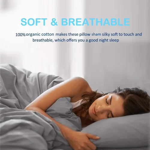 Vista 6 de Cotton Star Fundas de almohada 100% algodón orgánico de 600 hilos, fundas de almohada de algodón blanco de primera calidad, fundas de almohada