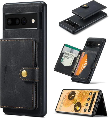 Vista 23 de Funda para Google Pixel 6 Pro, cartera magnética desmontable con ranura para efectivo, soporte de carga inalámbrica, función atril compatible