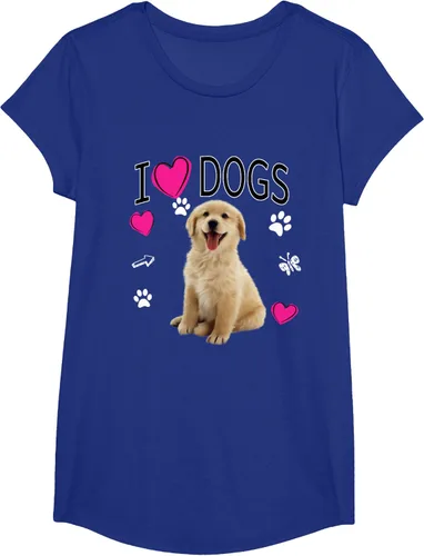 Vista 64 de Camiseta I Love Dogs - Camiseta Golden Labrador retriever, Azul Negro