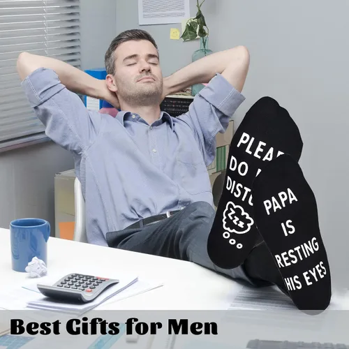 Vista 2 de ZXGXLAW Regalos de cumpleaños para papá, hombres, marido, abuelo, mujeres, idea para el día del padre, Navidad, no estoy durmiendo, calcetines