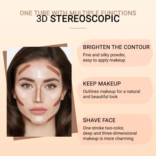 Vista 4 de evpct 2En1 Crema Barra de Contorno y Corrector para Maquillaje Facial Kit de Crema para Principiantes Crema de Contorno y Barra de Iluminación