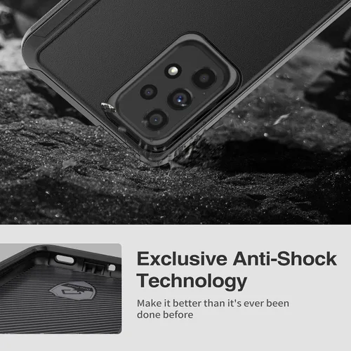 Vista 3 de Funda protectora resistente para Galaxy A53 5G, funda protectora resistente con [3 en 1] Cubierta de protección a prueba de golpes de goma Negro
