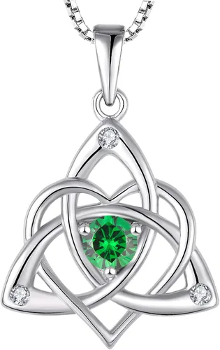Vista 19 de STARCHENIE Celtic Knot Necklace for Women 925 Sterling Silver Trinity Love Knot Pendant Birthstones Jewelry 38-Ópalo-Oct