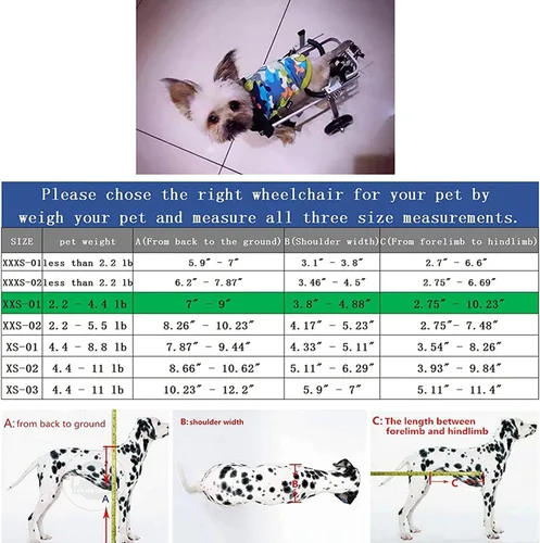 Vista 2 de JITEM Silla de ruedas para perros de 2 ruedas para patas traseras, ligera, ajustable, ruedas de ejercicio para animales, para discapacitados