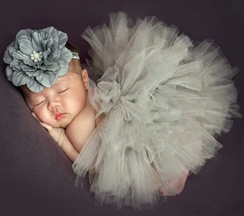 Vista 2 de Accesorios de fotografía para bebé niño y niña, trajes para sesión de fotos recién nacidos, encantador, vestido tutú, diadema de flores