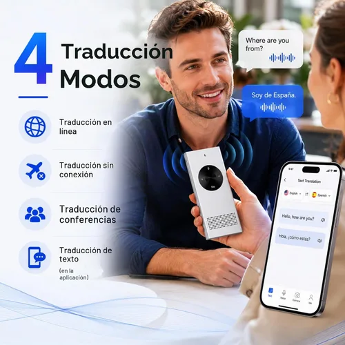 Vista 6 de Enence Dispositivo traductor de idiomas PRO, traducción de voz en tiempo