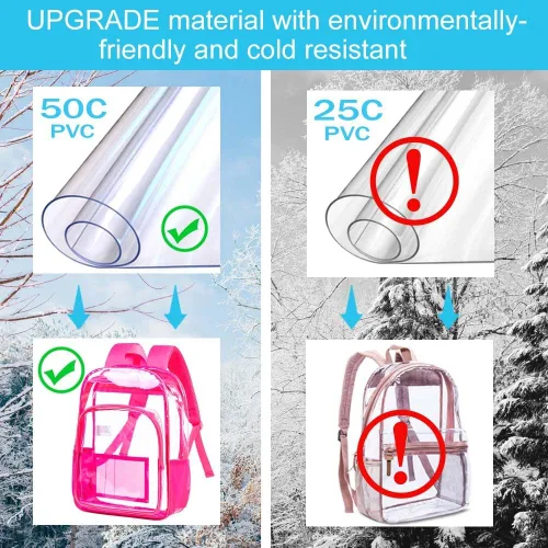 Vista 4 de AGSDON Mochila transparente, resistente bolsa transparente para libros, mochilas de PVC transparente para mujeres y hombres