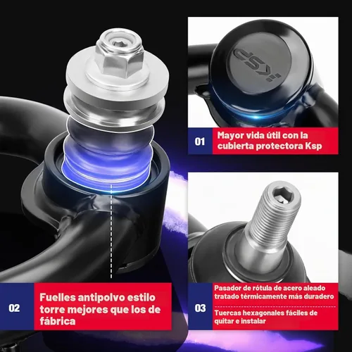 Vista 4 de KSP PERFORMANCE - Brazos de control superiores delanteros, ajustables de 2 a 4 pulgadas, 2 piezas, negros