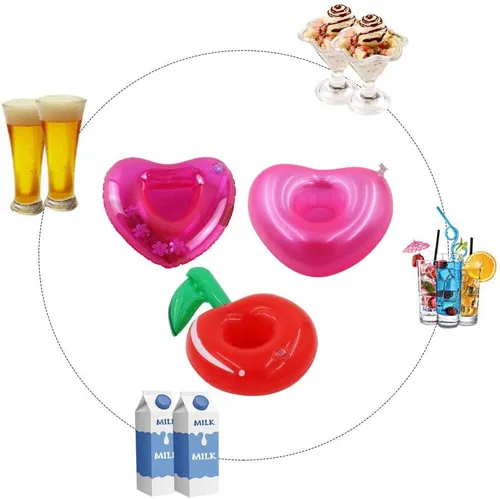 Vista 4 de Soportes de bebidas flotantes para piscina, inflables para bebidas, posavasos con mini bomba de aire