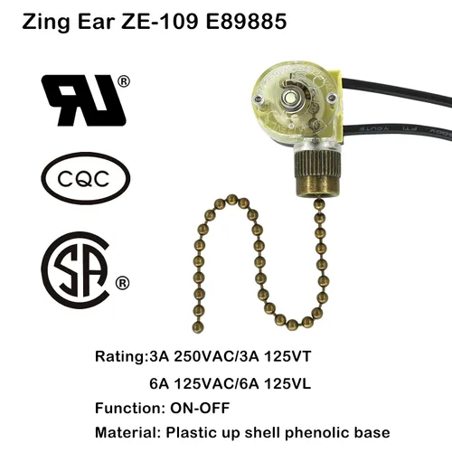 Vista 4 de Zing Ear ZE-109 - Juego de 2 interruptores de cadena para ventilador de techo, lámparas de pared, luz de gabinete (bronce)