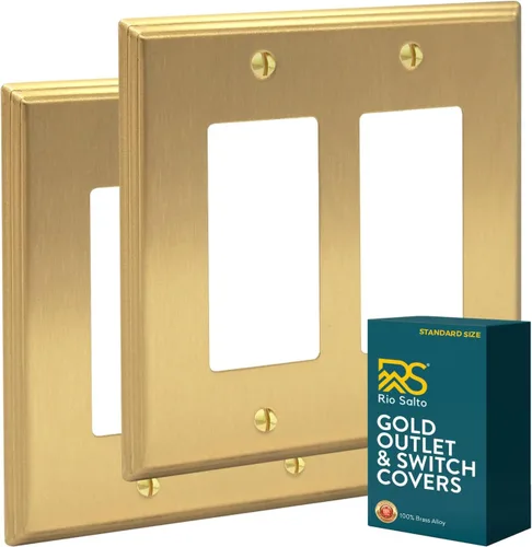 Vista 31 de Rio Salto BRASS Deco Collection - Placa de pared ciega de metal dorado de tamaño estándar, cubierta de salida resistente a la corrosión