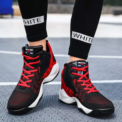 Vista 4 de Tenis de baloncesto unisex ligeros con tejido de mosca, para correr, trotar, baloncesto