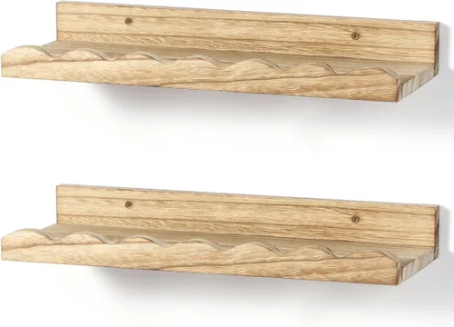 Vista 10 de Suzile Juego de 2 estantes ondulados flotantes de pared para habitación, baño, dormitorio, decoración bonita y almacenamiento de libros, juguetes