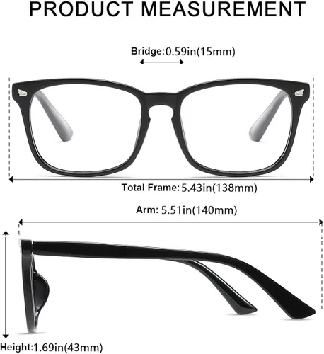 Vista 4 de AISSWZBER Lentes unisex con estilo cuadrado sin receta y lentes transparentes