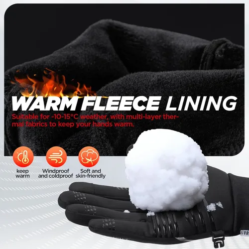 Vista 5 de Guantes de invierno para hombres y mujeres, cálidos, térmicos, resistentes al viento, pantalla táctil, antideslizantes, para ciclismo, conducir
