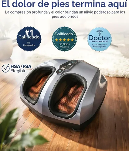 Vista 2 de MIKO máquina masajeadora de pies con amasado profundo, compresión, Shiatsu y calor para fascitis plantar, neuropatía - Se adapta hasta talla 12