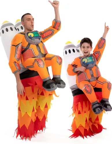 Vista 7 de Spooktacular Creations - Disfraz inflable de astronauta para niños y Blanco