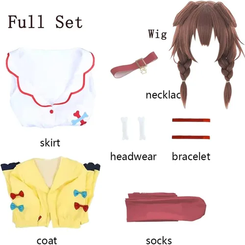Vista 5 de VTuber Inugami Korone - Disfraz de cosplay de Corona, vestido de uniforme amarillo, chaqueta de Halloween para mujer