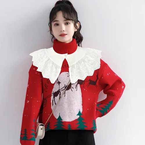 Vista 6 de Gargantilla desmontable plisada blanca vintage con cuello falso de encaje para mujer, vestidos y camisas