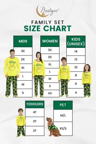Vista 9 de Dr. Seuss Grinch - Conjunto de pijamas de Navidad para niños y adultos a juego, para familia, con medias