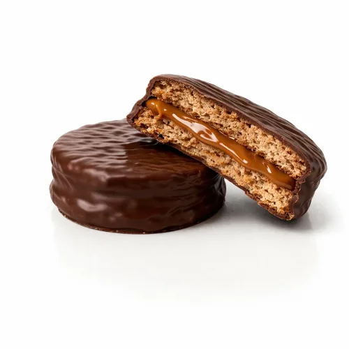 Vista 3 de Calaf Classic Alfajores - Galletas sándwich cubiertas de chocolate chileno rellenas de Dulce de Leche (paquete de 6, 1.18 onzas cada una)