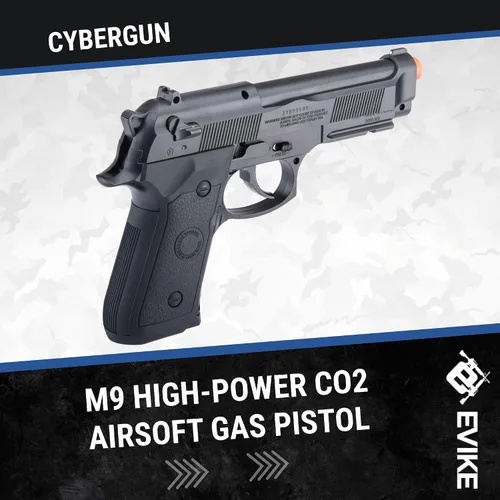 Vista 5 de Evike Airsoft - Win Gun Pistola de aire comprimido de gas Airsoft de alta potencia M9 CO2 - Negro