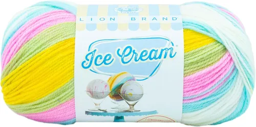 Vista 21 de Lion Brand Yarn, Hilo para Bebé Ice Cream para tejer, ganchillo y manualidades, Baseball Nut, 1 paquete, fibra acrílica colorida de peso DK